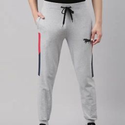 Grey Cotton Regular fit Solid Joggers-picture-19