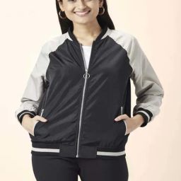 Honey by Pantaloons Black & White Color-Block Jacket-image-11