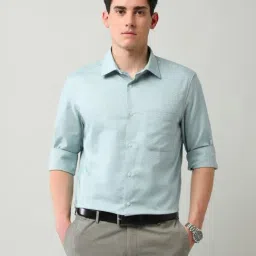 Ad By Arvind Blue Regular Fit Self Pattern Shirt-image-8