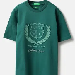 United Colors of Benetton Kids Green Printed Cotton Regular Fit T-Shirt-picture-25