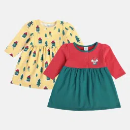 MINIKLUB Girls Multicolor Printed Full Sleeves Dress (Pack Of 2)-image-32