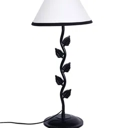 Devansh White & Black Solid Bedside Table Lamp with Shade image 4