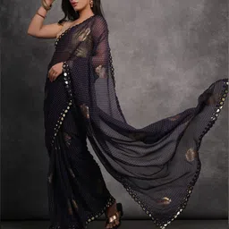 DIVASTRI Mirror Work Poly Georgette Designer Saree image 3