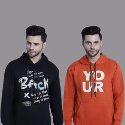Vimal Jonney Black & Orange Regular Fit Printed Hooded Sweatshirt - Pack of 2-picture-13