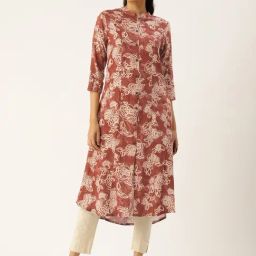 Amukti Pink Rayon Printed Three-Quarter Sleeves Kurta-image-83