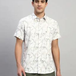Cantabil Green Regular Fit Printed Casual Shirt-image-30