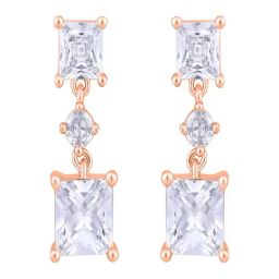 Aatmana Rose Gold Statement Crystal Studded Square Drop Earring image 4