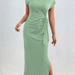 StyleCast x Revolte Striped A-Line Midi Dress-image-48