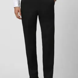 Peter England Black Slim Fit Texture Trousers-picture-26