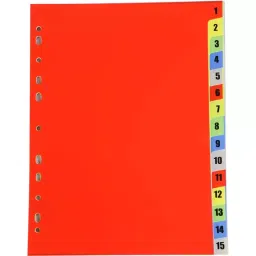 Worldone 1-15 Marked Tabs PP Red Divider for A4 Size Documents, DV115-38