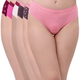 Soie Pink & Brown Cotton Printed Hipster Panties - Pack Of 6-image-53