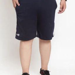 Melon by PlusS Ink Blue Cotton Regular Fit Striped Plus Size Shorts-picture-20