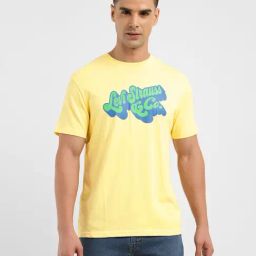 Levi's Yellow Cotton Regular Fit Logo Printed T-Shirt-image-70