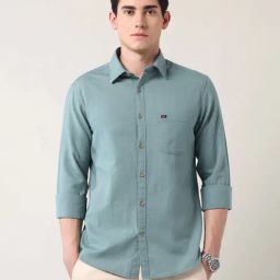Ad By Arvind Green Slim Fit Shirt-image-22