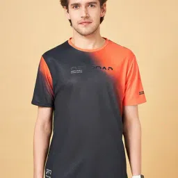 Ajile by Pantaloons Orange Crush Slim Fit Colour Block Sports T-Shirt-image-46