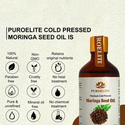 Puroelite Set Of 2 Cold Pressed Moringa Seed Oil With Dropper For Face & Body 100 ml Each image 5