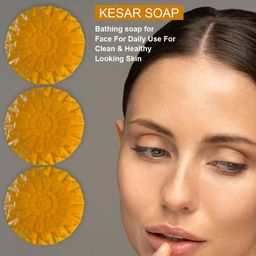 GROOVY Set Of 3 Coconut Cream Kesar Bathing Bar - 100 g Each-0