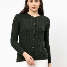Kalt Self Design Cable Knit Round Neck Full Sleeves Sweater-image-90