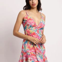 Erotissch Pink Printed Beachwear Dress-picture-20