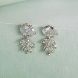 Aatmana Silver Statement Rhodium Plated Floral Drop Earring-25