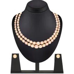 Sri Jagdamba Pearls Peach Alloy Casual Necklace & Earring Set-image-29