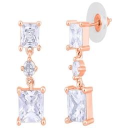 Aatmana Rose Gold Statement Crystal Studded Square Drop Earring image 3