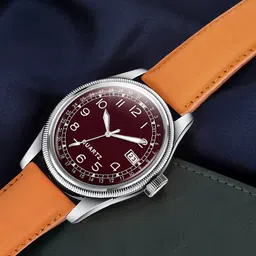 DOUBLERUN Men Round Dial & Leather Straps Analogue Multi Function Watch H05N1614-1