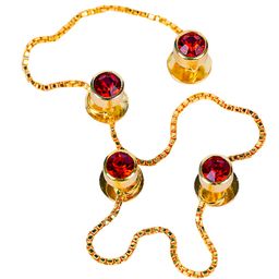 Epraiser Gold Plated Popup Disco Red Ruby Gemstone Fancy Designer Ethnic Kurta Buttons for Men image 1