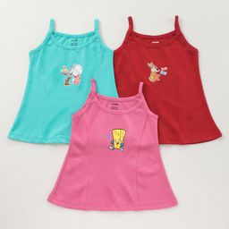 CUCUMBER Sleeveless Cotton Slips Bunny Squirrel And Cheese Cartoon Print Pack Of 3 (Colour May Vary)-image-28