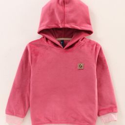 Little Kangaroos Full Sleeves Sweatshirt with Hood Solid Colour - Pink-image-78