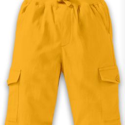 Kiddopanti Solid Cargo Shorts - Mustard Yellow-picture-25