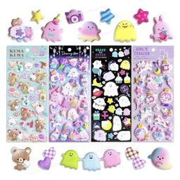 FunBlast Cute Kawaii Puffy Stickers Set  Pack of 4 Sheets Multicolor-image-53