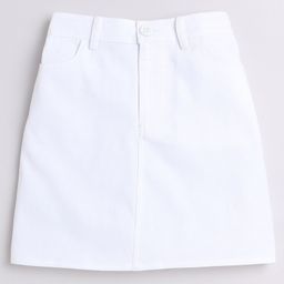 Aww Hunnie Cotton Twill Solid Skirt - White-image-56