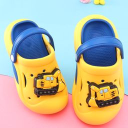 Oh! Pair Slip On Clogs with Bulldozer Applique & Back Strap - Yellow-1