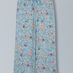 Plum Tree Cotton Nature Theme Printed Trousers - Teal Blue-image-65