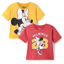 HoneyHap Disney Single Jersey Knit Half Sleeves T-Shirt with Minnie Mouse Graphics Pack of 2 - Yellow & Red-picture-48