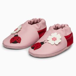 Elves the Shoemakers Floral Applique & Lady Bug Patch Embroidered Booties - Pink-image-54