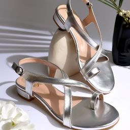 Shoetopia Criss Cross With Buckle Closure Heel Sandals - Silver-image-85