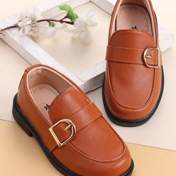 Cute Walk by Babyhug Slip On Solid Coloured Loafers - Tan-image-87