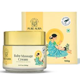 Pure Aura Baby Massage Cream with Kokum, Wheatgerm & Olive Oil for Relaxing Massage 100 g-image-3