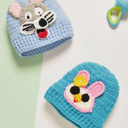 MayRa Knits Knitted Knit pack Of 2 Animals Crochet Caps - Blue & Green-picture-15