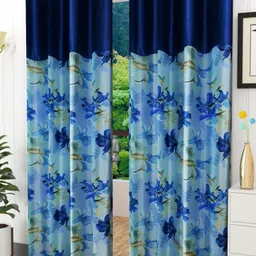 Galaxy Home Decor Blue Set of 2 Floral Window Curtain-image-32