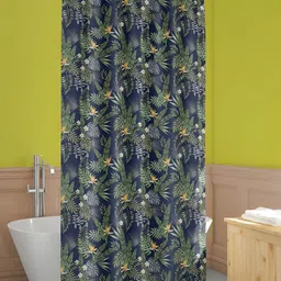 ArtzFolio Navy Blue & Green Tropical Printed Waterproof Shower Curtain-image-66