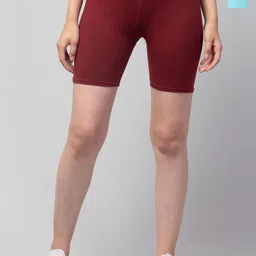 Attire Zone Women Solid Skinny Fit Low-Rise Cycling Sports Shorts Pack Of 2-image-59