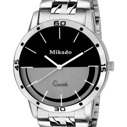 Mikado Men Silver-Toned & Black Analogue Watch 7055-26