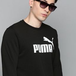 Puma Men Black & White Logo Printed Essentials Crew Sweat Shirt-image-29