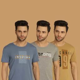 Vimal Jonney Multicolor Regular Fit Printed Crew T-Shirt - Pack of 3-image-52