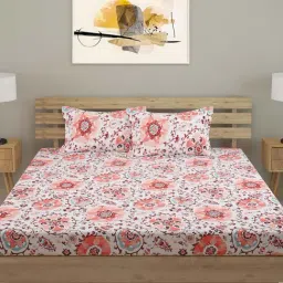Romee Off White & Maroon 180 TC Bed Sheet Set-picture-14