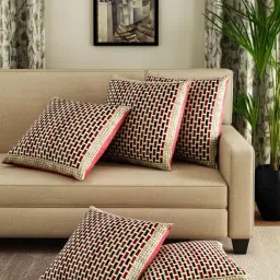 Romee Gold & Maroon Chenille Cushion Covers (40 x 40 cm) - Set of 5-4