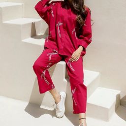 SAY Red Printed Pyjamas Set image 4